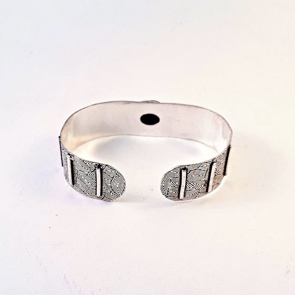 Lapis Lazuli .925 Silver Handmade Jewelry Cuff Bracelet Adjustable - Picture 3 of 3